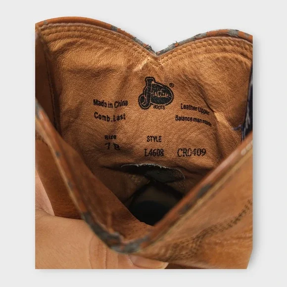 Men's Soft Leather Justin Boots Tan L4608 Size 7B - Picture 10 of 11